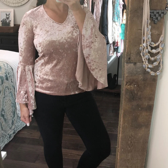 Zac & Rachel dusty rose crushed velvet boho blouse - Picture 1 of 4